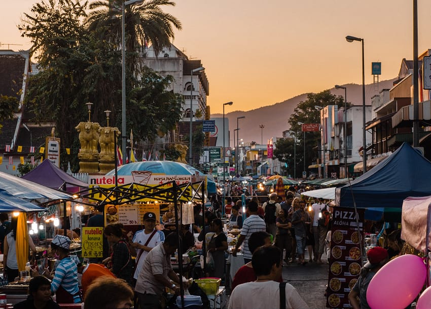 Chiang Mai, Thailand: Sunset on the New Year's Even Market